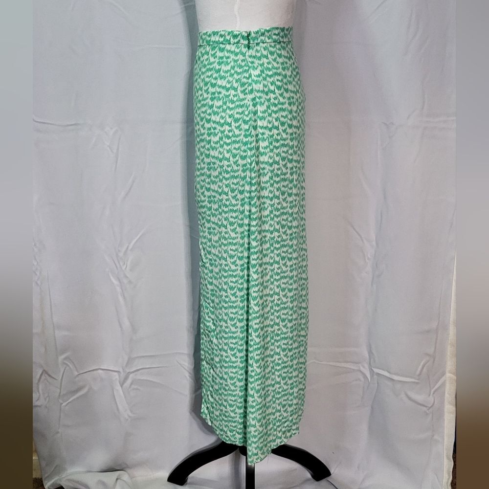 H&M Women's NWT Green Printed High Slit Midi High Waisted Skirt Size 14 - Picture 7 of 12